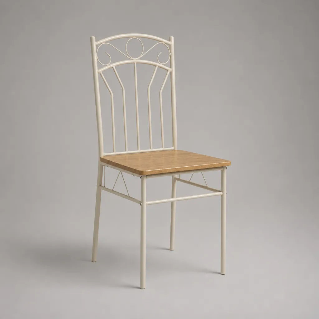 Sedia da pranzo in acciaio e legno, avorio e naturale, 40 x 46 x 96 cm