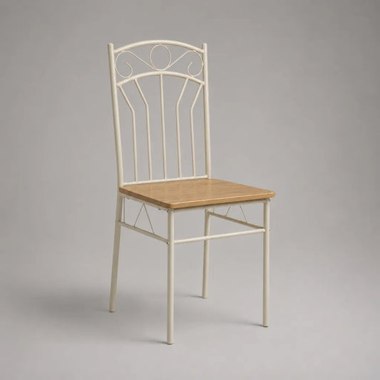 Sedia da pranzo in acciaio e legno, avorio e naturale, 40 x 46 x 96 cm