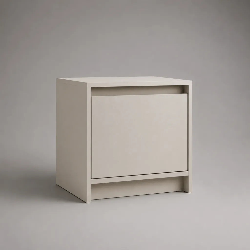 Comodino rettangolare bianco in pannello truciolare con cassetto, 40 × 35 × 50 cm