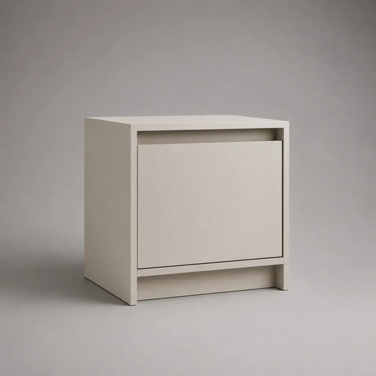 Comodino rettangolare bianco in pannello truciolare con cassetto, 40 × 35 × 50 cm